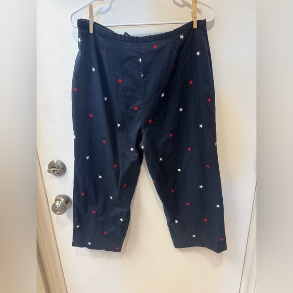 Norton Petites casual wide leg navy crop pants with Star Pattern 12P 4th July - Picture 2 of 3